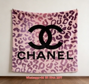 Chanel Pink Leopard Print CC Logo Flannel Throw Blanket IMG_7122